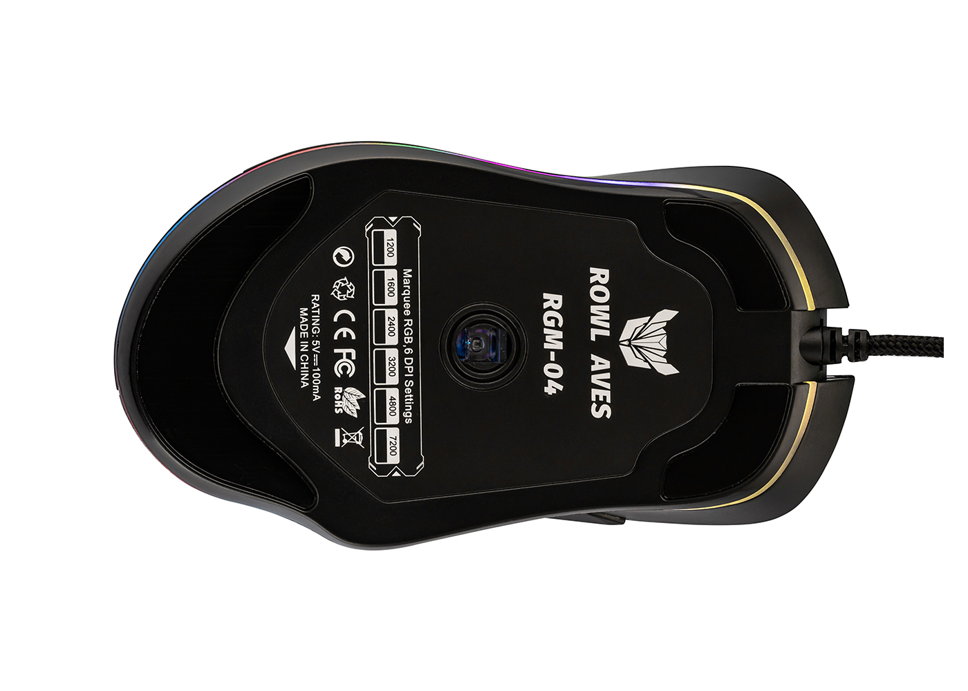 Rowl RGM-04 AVES USB Siyah RGB Aydınlatmalı 7200DPI Makrolu Gaming Oyuncu Mouse